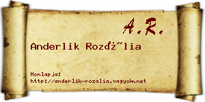 Anderlik Rozália névjegykártya